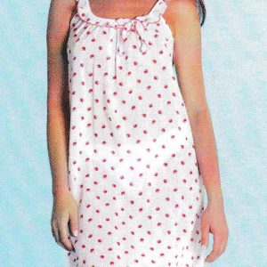 Camicia da notte con spalline strette in tela creponne di cotone