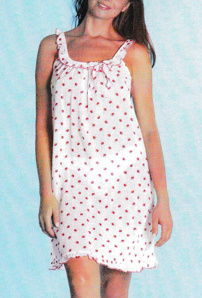 Camicia da notte con spalline strette in tela creponne di cotone