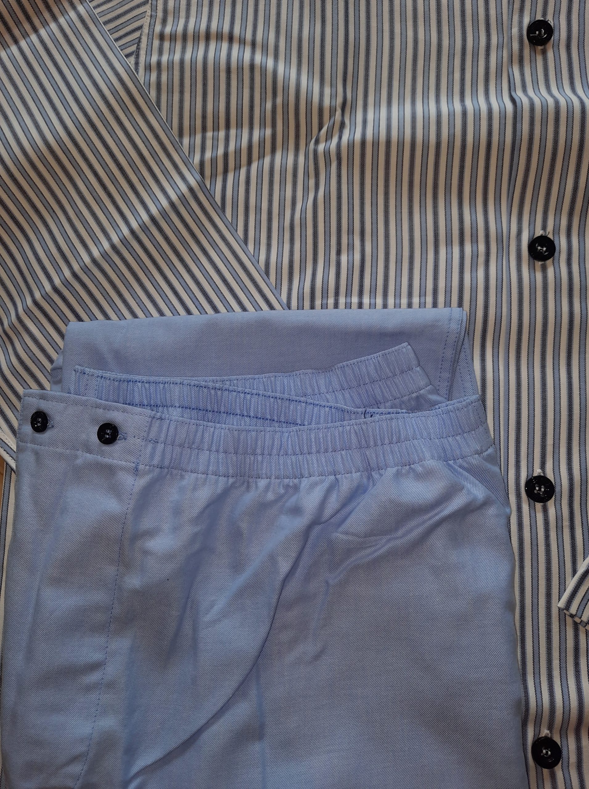 PIGIAMA in tela popeline fantasia rigata 100% cotone tg. 3XL CAGI giacca aperta con bottoni - immagine 2