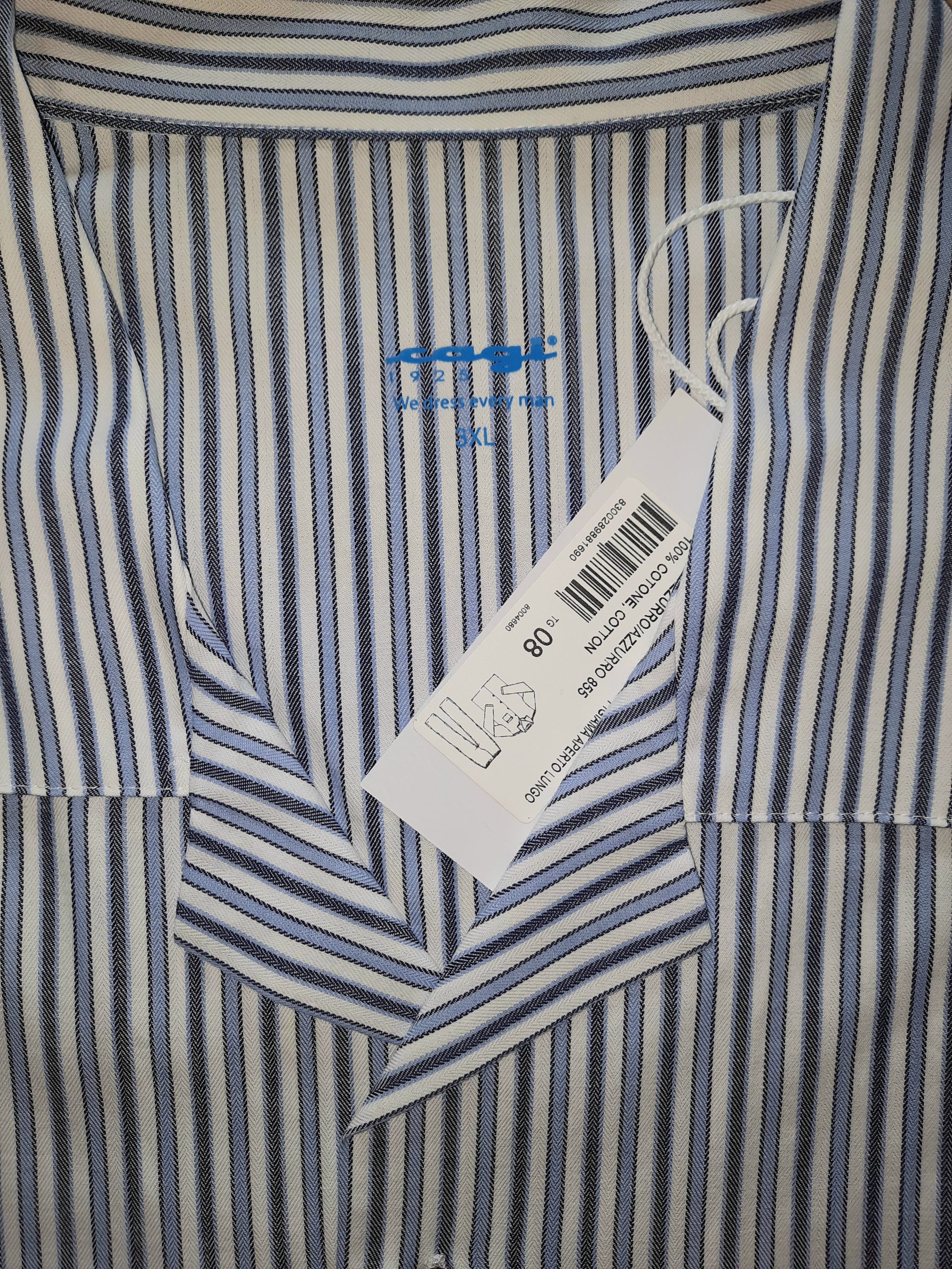 PIGIAMA in tela popeline fantasia rigata 100% cotone tg. 3XL CAGI giacca aperta con bottoni - immagine 3
