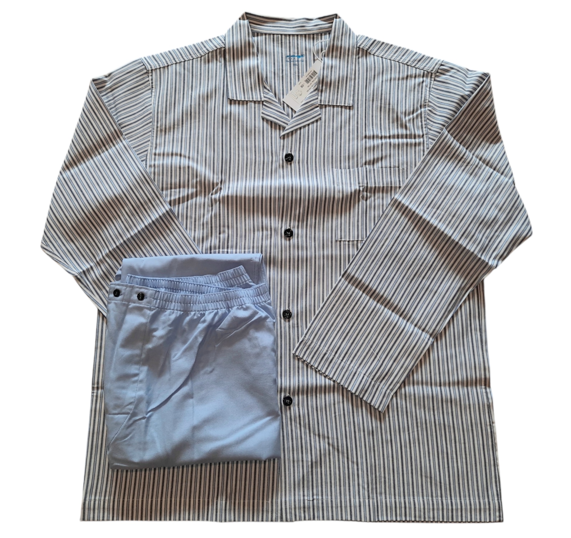 PIGIAMA in tela popeline fantasia rigata 100% cotone tg. 3XL CAGI giacca aperta con bottoni